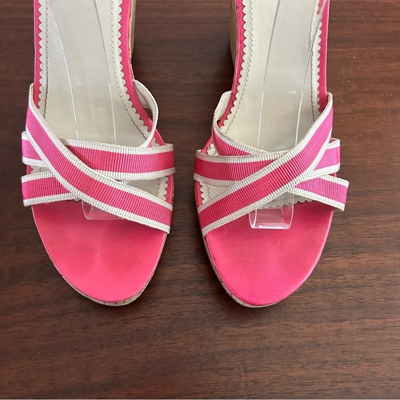 Coach Dallas Strappy Cork Wedge Sandals Bright Pink Size 9 - Picture 6 of 10